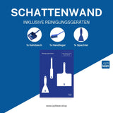 Schattenbrett Reinigung Blau Schattenwand mit Reinigungsgeräte