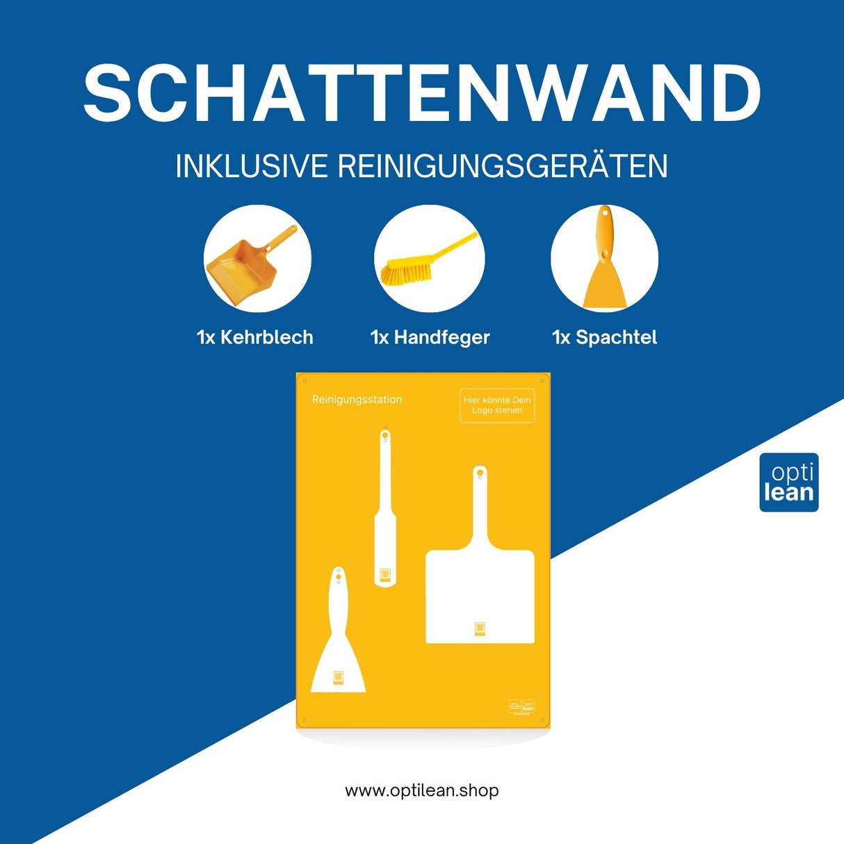 Schattenbrett Reinigung Gelb Schattenwand mit Reinigungsgeräte