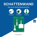 Schattenbrett Reinigung Grün Schattenwand mit Reinigungsgeräte
