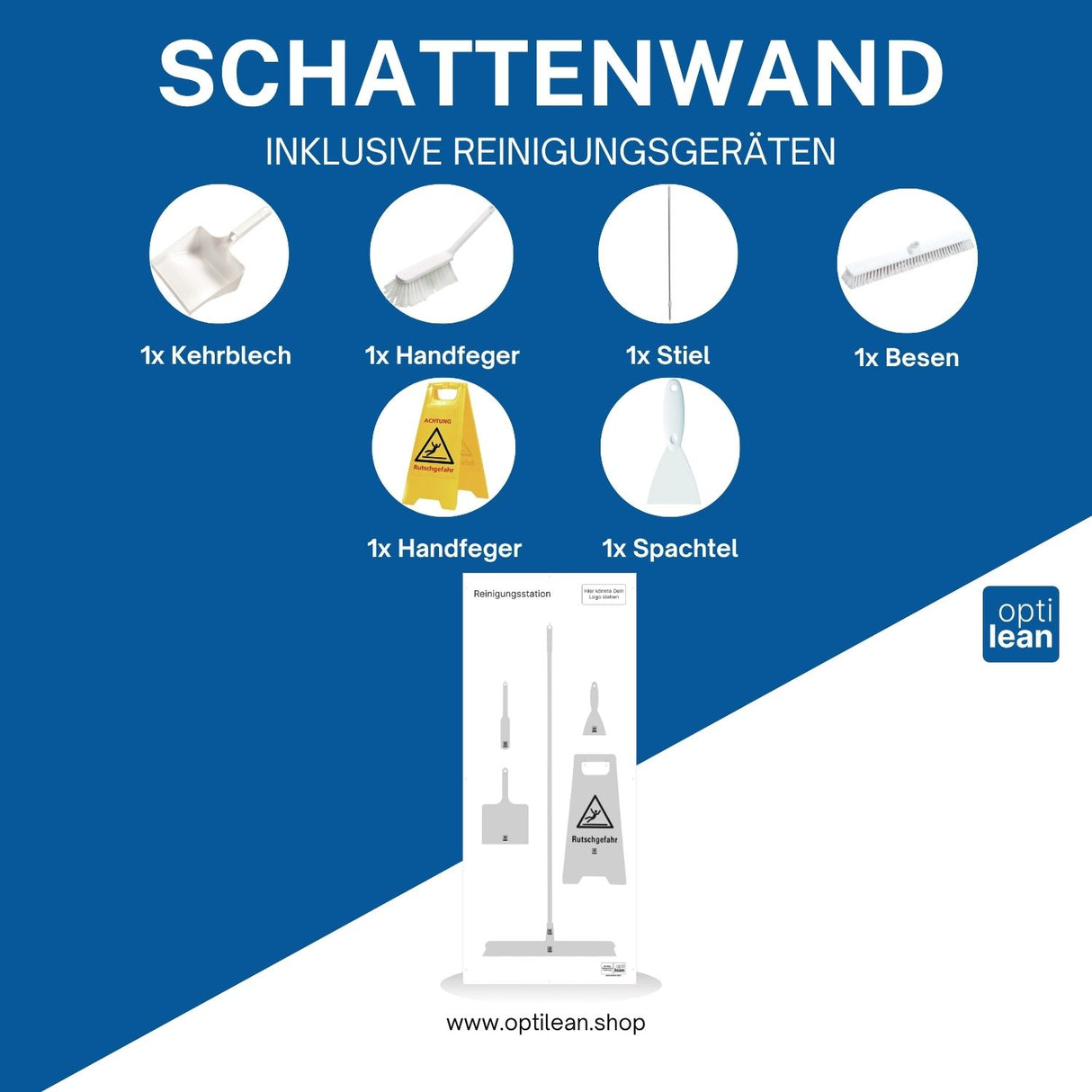 Shadowboard für Reinigungsgeräte (Schattenwand) Weiß Schattenwand mit Reinigungsgeräte