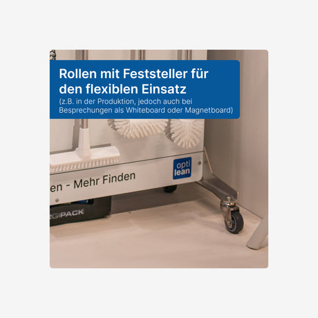 Schattenwand auf einem Rollwagen aus Edelstahl