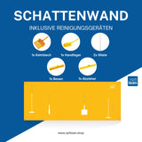 Schattenwand Klemmleiste gelb Schattenwand mit Reinigungsgeräte