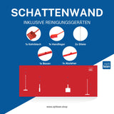 Schattenwand Klemmleiste rot Schattenwand mit Reinigungsgeräte