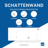 Schattenwand Klemmleiste weiß Schattenwand mit Reinigungsgeräte