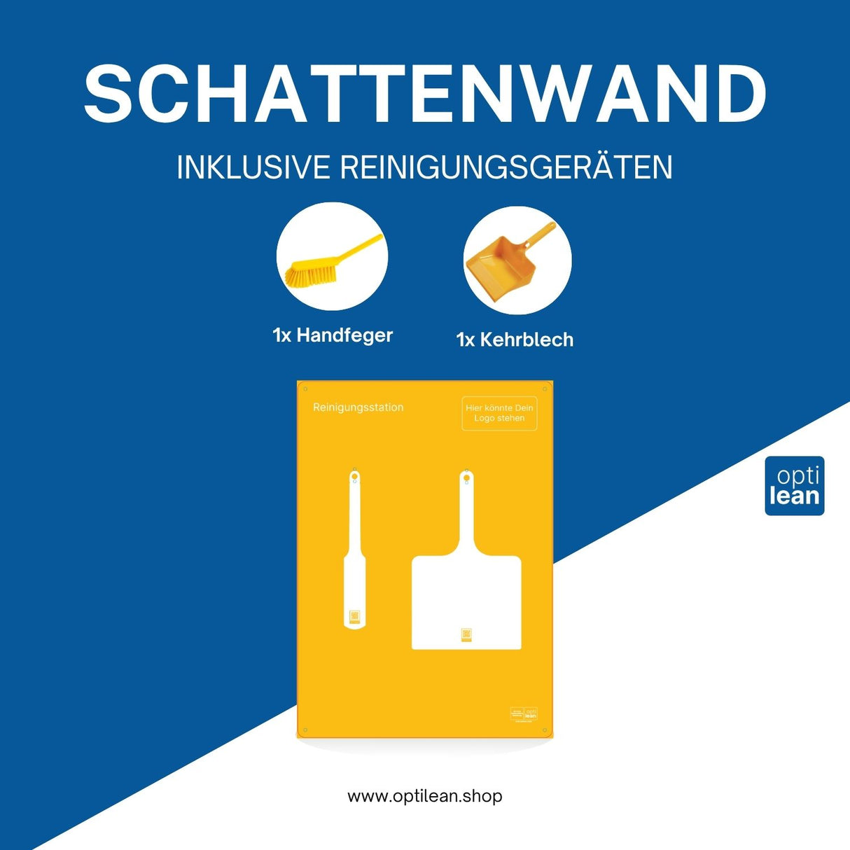 Schattenwand Reinigung Gelb Schattenwand mit Reinigungsgeräte