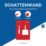 Schattenwand Reinigung Rot Schattenwand mit Reinigungsgeräte