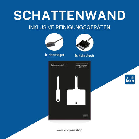 Schattenwand Reinigung Schwarz Schattenwand mit Reinigungsgeräte