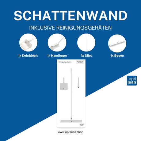 Schattenwand Reinigung Weiß Schattenwand mit Reinigungsgeräte