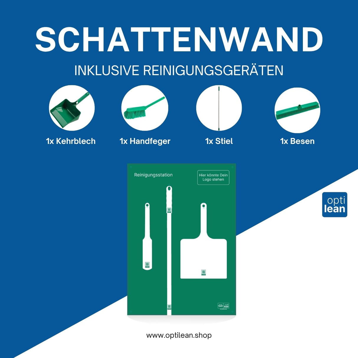 Shadowboard Reinigung Grün Schattenwand mit Reinigungsgeräte