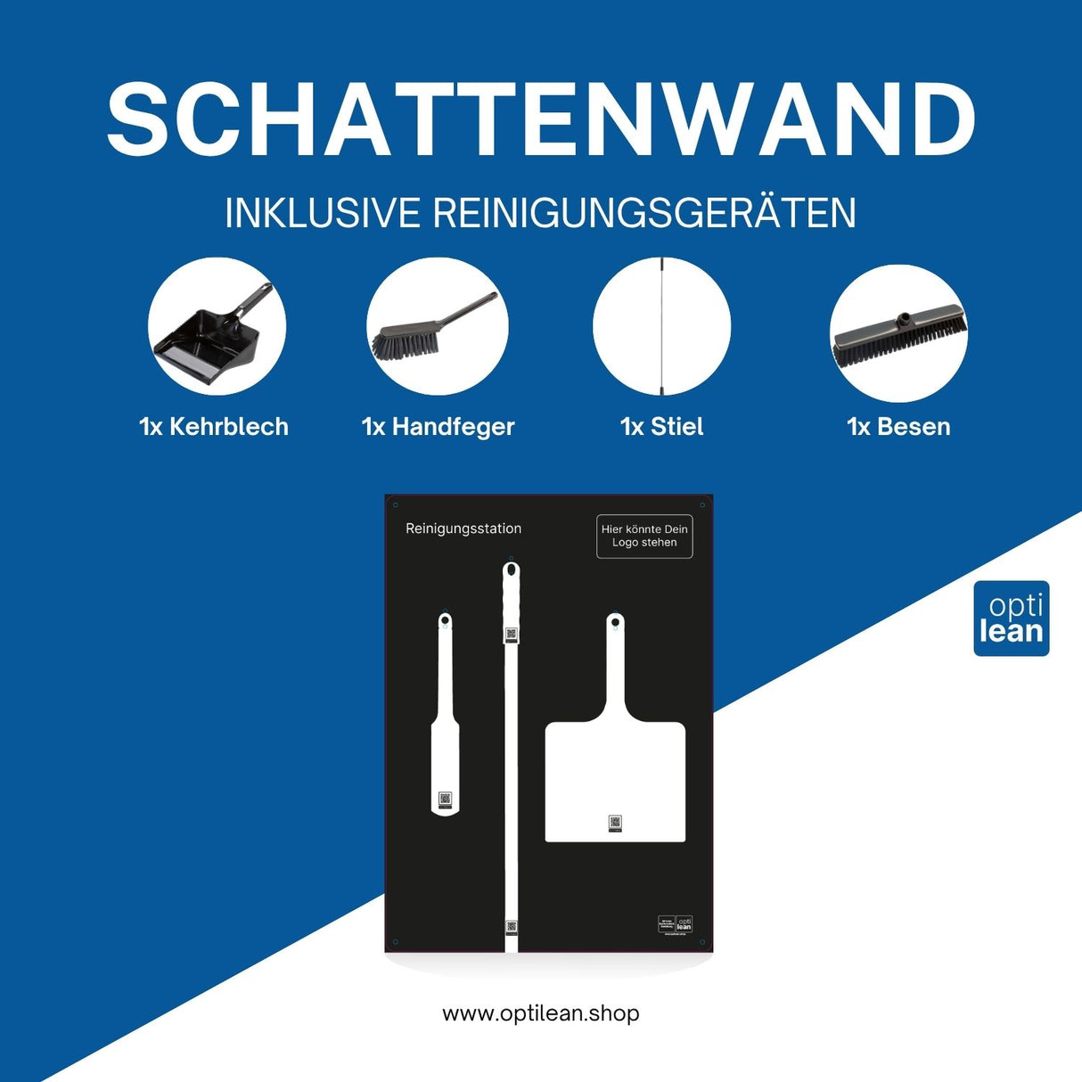 Shadowboard Reinigung Schwarz Schattenwand mit Reinigungsgeräte