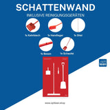 Werkzeugwand für Reinigungszubehöhr Rot Schattenwand mit Reinigungsgeräte