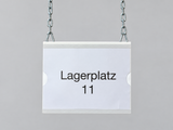 Blocklagerschild A4 quer mit Einstecktasche · 240 × 300 mm